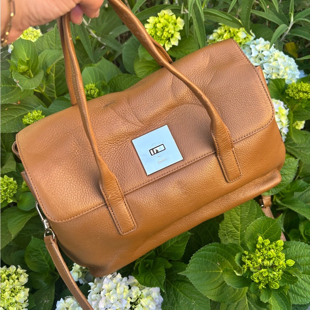 DKNY Brown leather Satchel with Structured Design